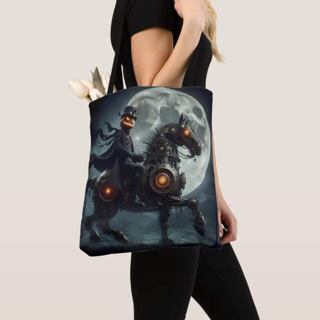 Halloween Steampunk Headless Horseman Tote Bag (Close Up)