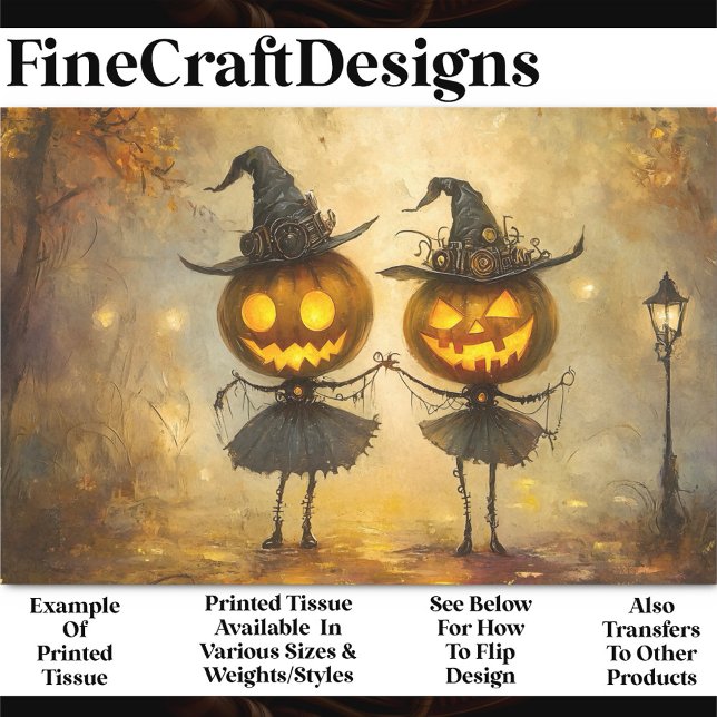 Halloween Steampunk Pumpkin Witches AA8 Decoupage Tissue Paper (Creator Uploaded)