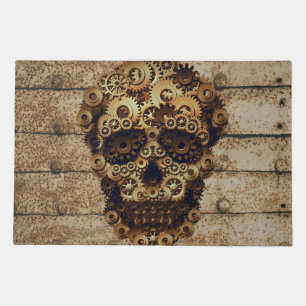 Halloween Steampunk Skeleton Door Mat