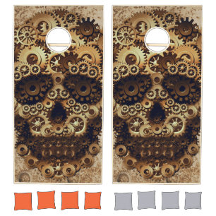 Halloween Steampunk Skull Cornhole Set