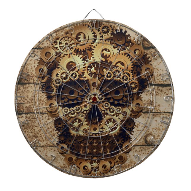 Halloween Steampunk Skull Dartboard (Front)