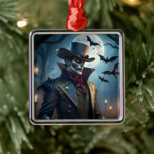 Halloween Steampunk Southern Gentleman Zombie Metal Ornament