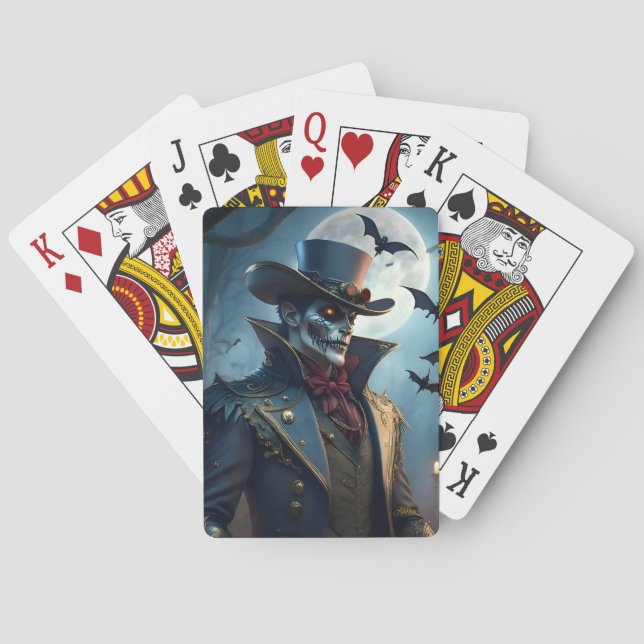 Halloween Steampunk Southern Gentleman Zombie Poker Cards (Back)