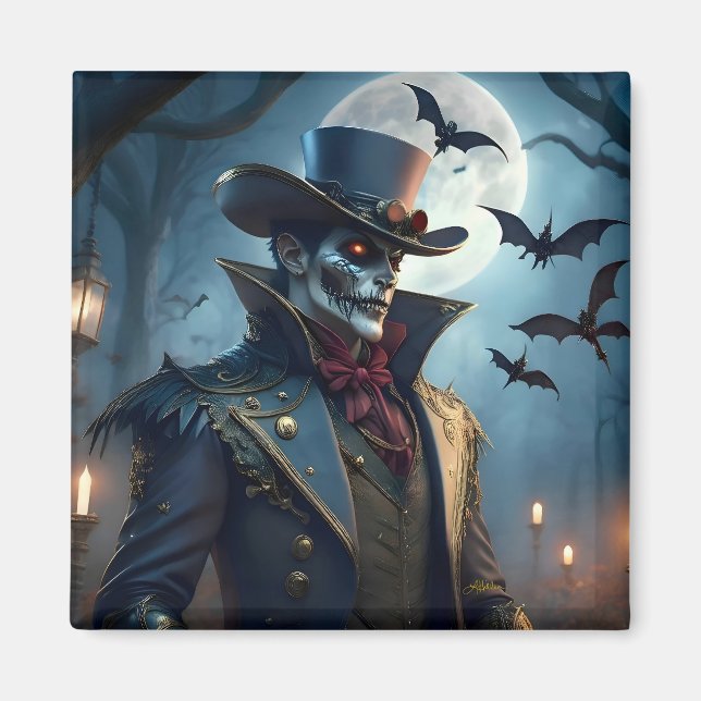 Halloween Steampunk Southern Gothic Zombie Magnet (Front)