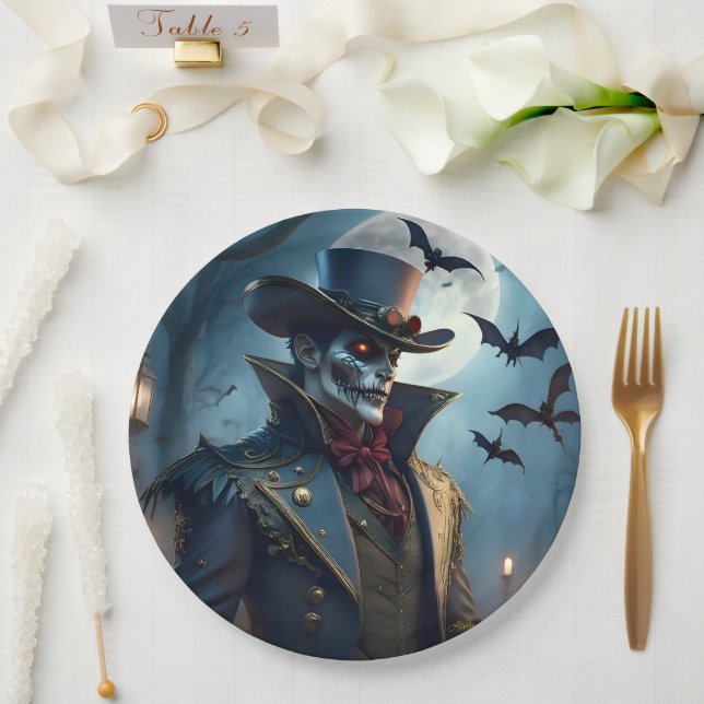 Halloween Steampunk Southern Gothic Zombie Paper Plates (Wedding)