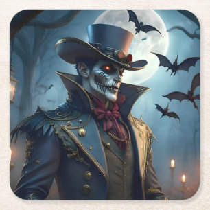 Halloween Steampunk Southern Gothic Zombie Square Paper Coaster
