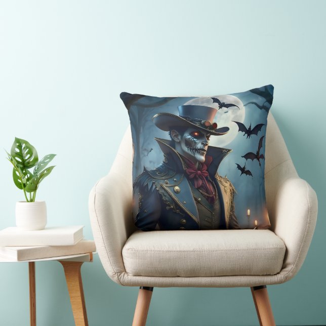 Halloween Steampunk Southern Gothic Zombie Throw Pillow (Chair)