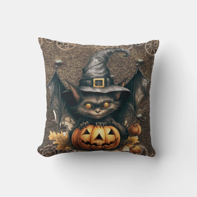 Halloween Steampunk Throw Pillow (Front)