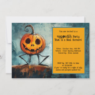 Halloween Stick Specter & The Grinning Pumpkin Invitation