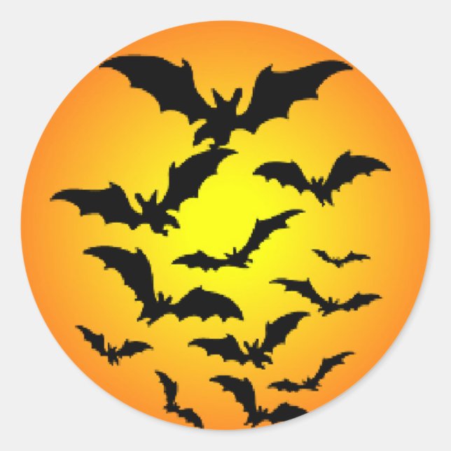 Halloween sticker bats and full moon (Front)