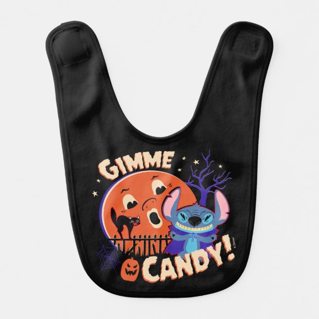 Halloween Stitch | Gimme Candy! Baby Bib (Front)