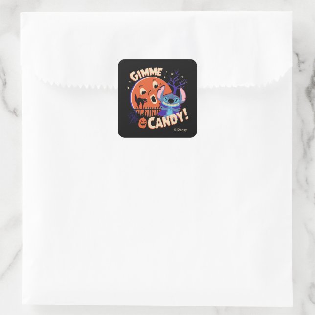 Halloween Stitch | Gimme Candy! Square Sticker (Bag)