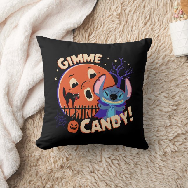 Halloween Stitch | Gimme Candy! Throw Pillow (Blanket)