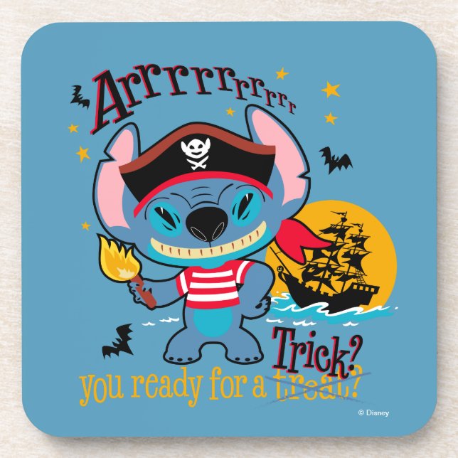 Halloween Stitch Pirate Beverage Coaster (Front)