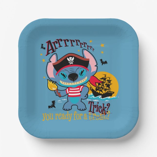 Halloween Stitch Pirate Paper Plates (Front)