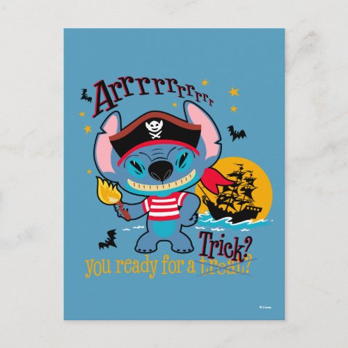 Halloween Stitch Pirate Postcard