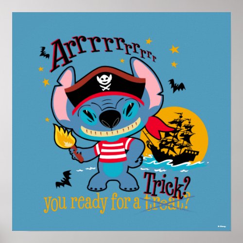 Halloween Stitch Pirate Poster