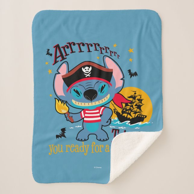 Halloween Stitch Pirate Sherpa Blanket (Front)