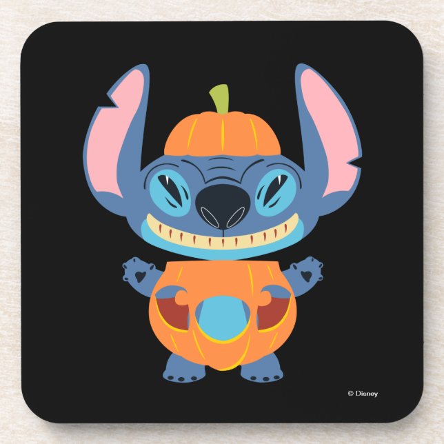 Halloween Stitch Pumpkin Beverage Coaster (Front)