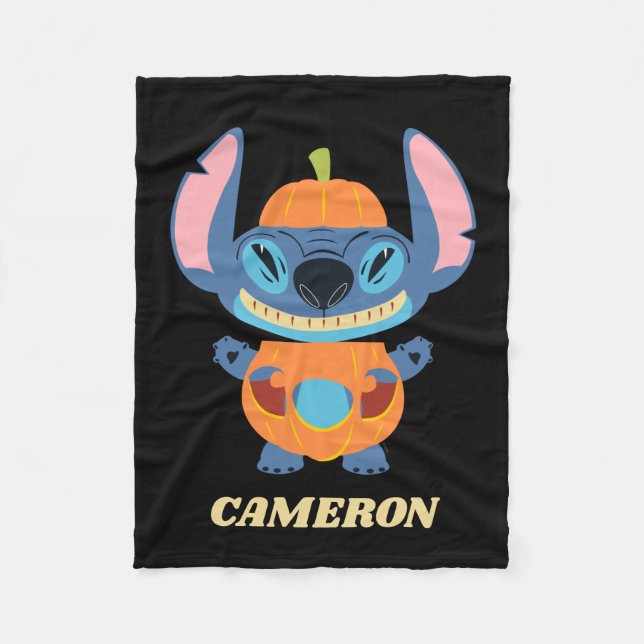 Halloween Stitch Pumpkin Fleece Blanket (Front)