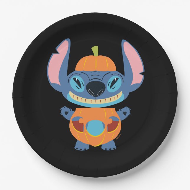 Halloween Stitch Pumpkin Paper Plates (Front)