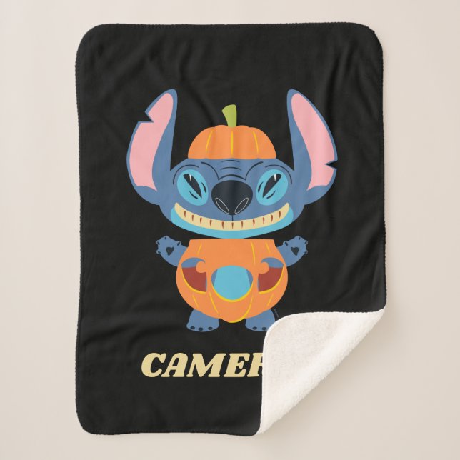 Halloween Stitch Pumpkin Sherpa Blanket (Front)