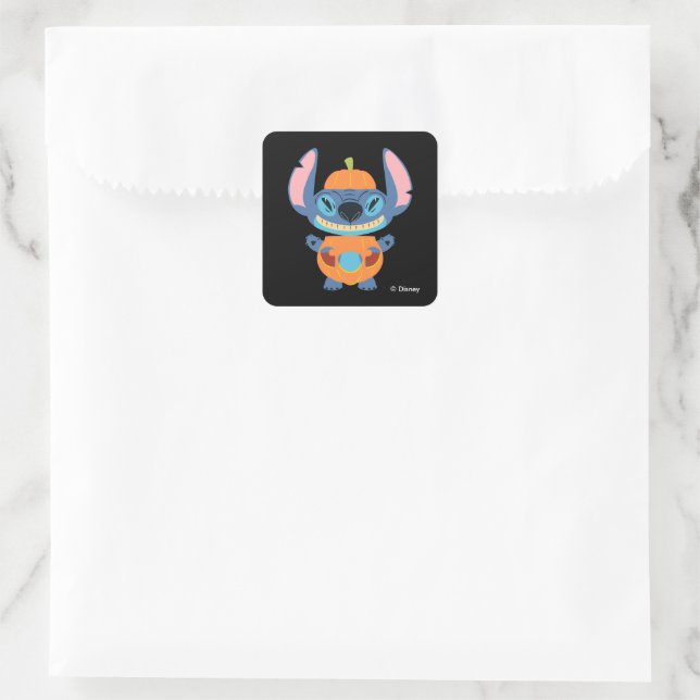 Halloween Stitch Pumpkin Square Sticker (Bag)