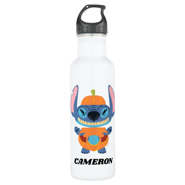 Halloween Stitch Pumpkin Stainless Steel Water Bottle (Front)