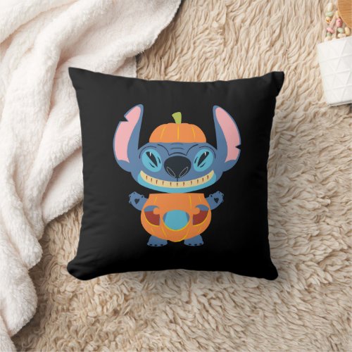 Halloween Stitch Pumpkin Throw Pillow
