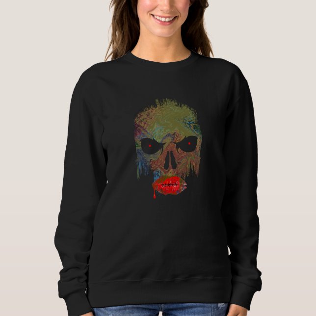 Halloween Stitched Lip Skull Ghostface Costume Sweatshirt (Front)