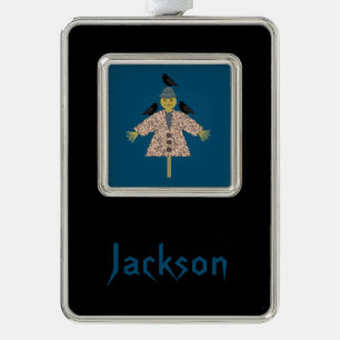 Halloween Straw Scarecrow and Ravens Custom Christmas Ornament