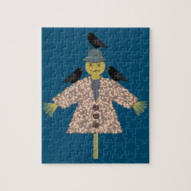 Halloween Straw Scarecrow and Ravens Jigsaw Puzzle (Vertical)