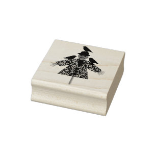 Halloween Straw Scarecrow and Ravens Rubber Stamp