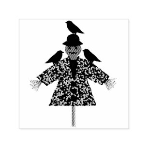 Halloween Straw Scarecrow and Ravens Self-inking Stamp