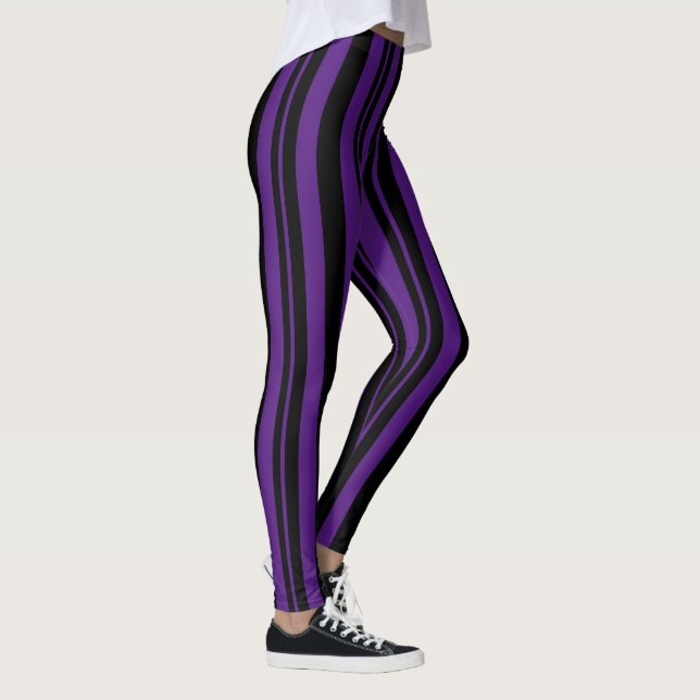 Halloween Stripe Black and Purple Leggings (Right)
