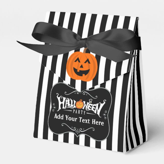 Halloween  Striped Black Party Favor Personalize Boxes (Front Side)