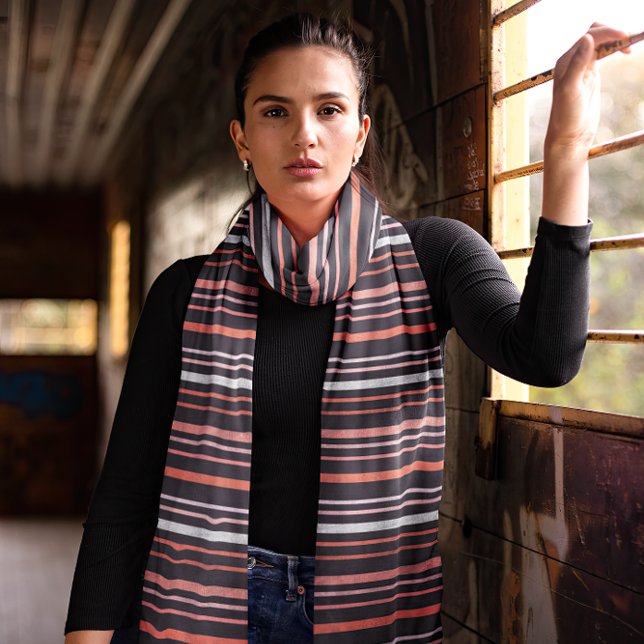 Halloween Stripes Black And Orange Pattern Scarf (Creator Uploaded)