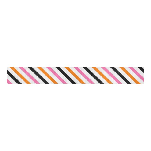 Halloween Stripes – Bold Diagonal Pattern Grosgrain Ribbon (Front)