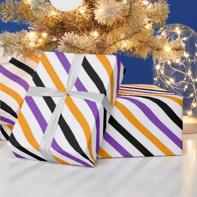 Halloween Stripes – Bold Diagonal Pattern Wrapping Paper (Holidays)