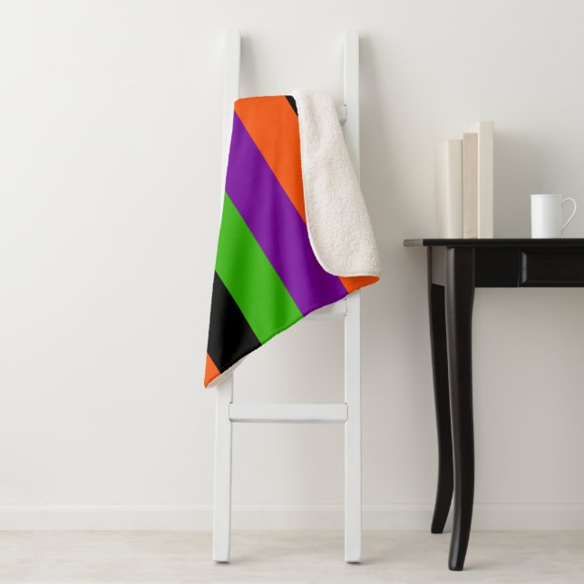 Halloween Stripes in Classic Colors Sherpa Blanket (In Situ)