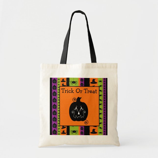 Halloween Stripes Jack O'Lantern Bag (Front)