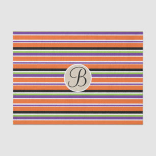 Halloween Stripes Kraft Monogram Letter Initial Tissue Paper