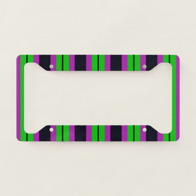 Halloween Stripes License Plate Frame (Front)