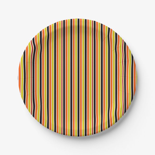 Halloween Stripes Paper Plates (Front)