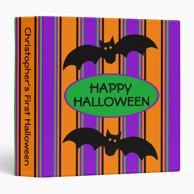 Halloween Stripes Personalized Binder (Front/Spine)