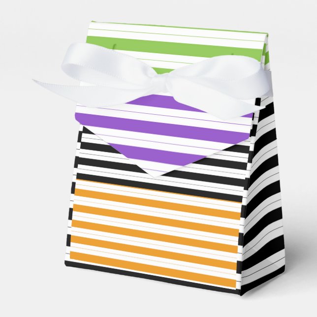 Halloween Stripes Purple Green Black Orange Favor Boxes (Front Side)