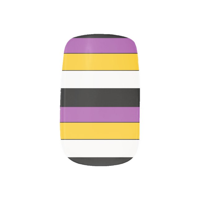 Halloween Stripes Purple, Orange, White and Black Minx Nail Art (Left Thumb)