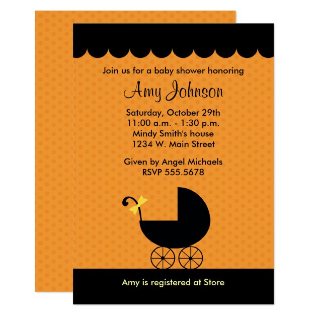 Halloween Stroller Baby Shower Invitations