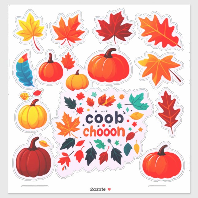 Halloween style Leaves And Pumpkin Design Sticker (Sheet)