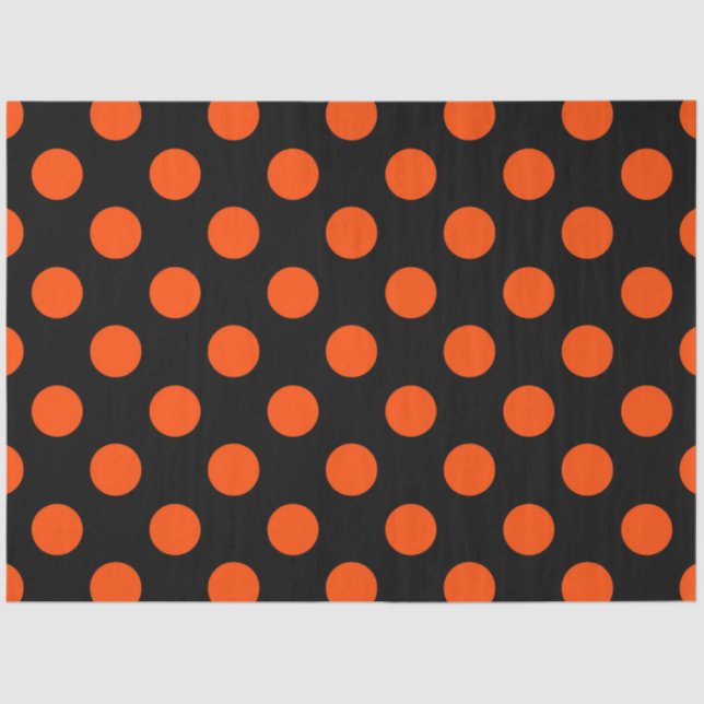 Halloween Style | Orange and Black Dots Tissue Paper (Front)